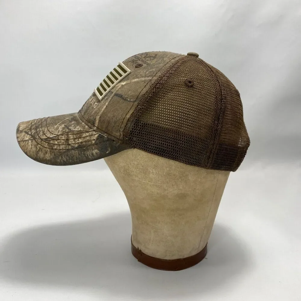 Browning Realtree Mens Cap Hat Brown Camouflage Hunt Outdoor Mesh Snap Back Flag